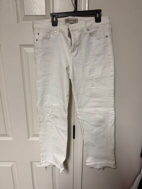 Liverpool White Distressed Ankle Crop Jeans